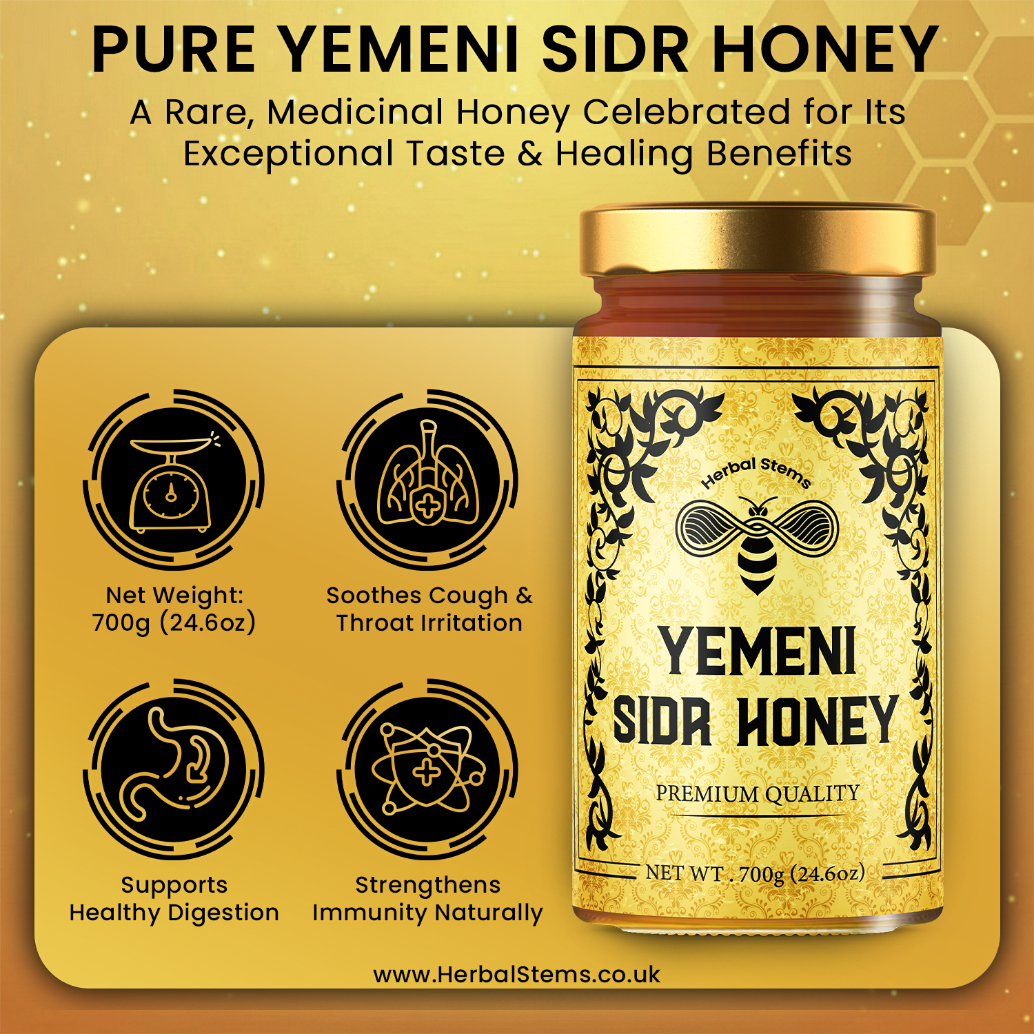 Pure Yemeni Sidr Honey (Large 700g Jar)