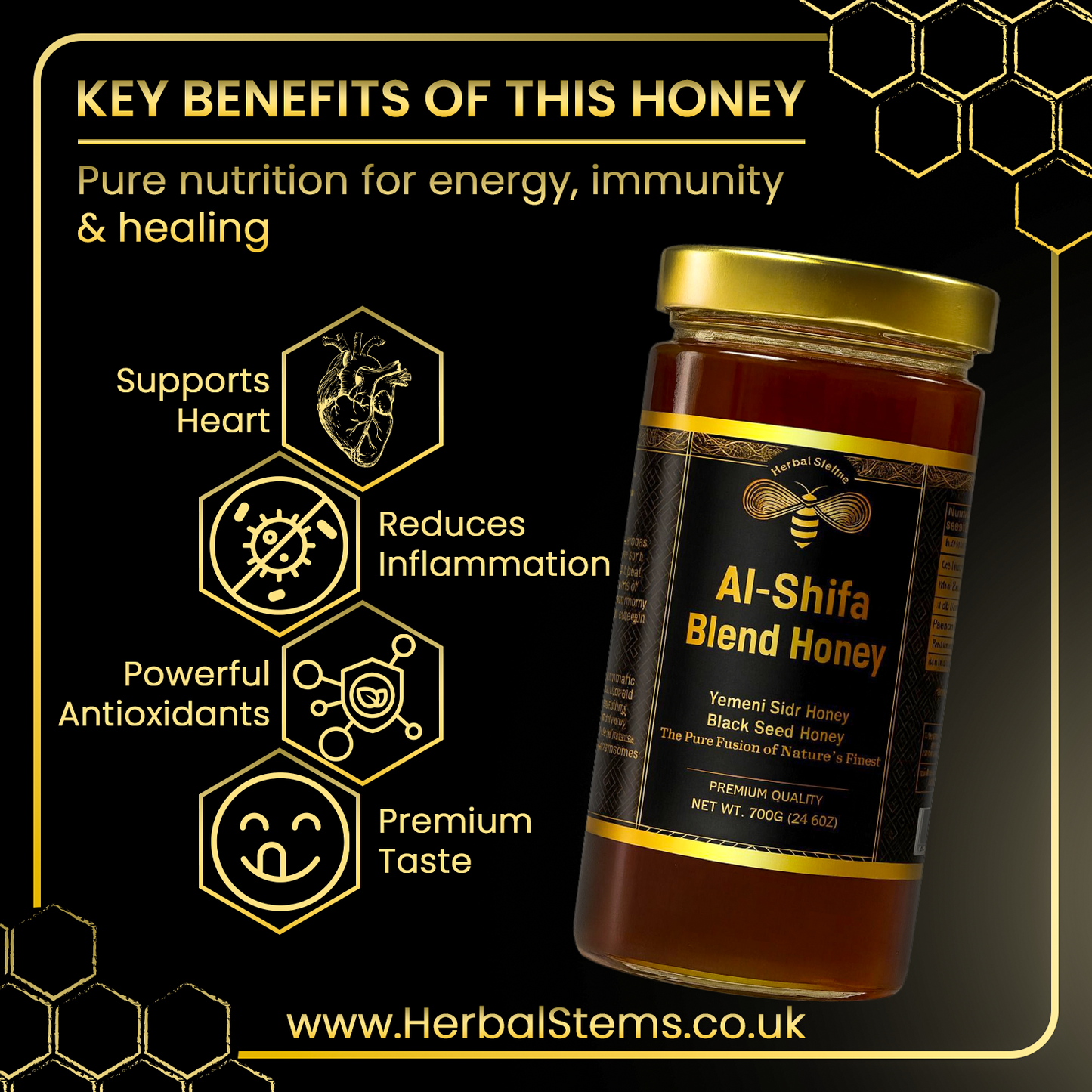 Al Shifa Honey – Premium Yemeni Sidr & Black Seed Blend (700g)