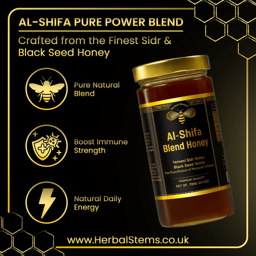 Al Shifa Honey – Premium Yemeni Sidr & Black Seed Blend (700g) - Herbal Stems