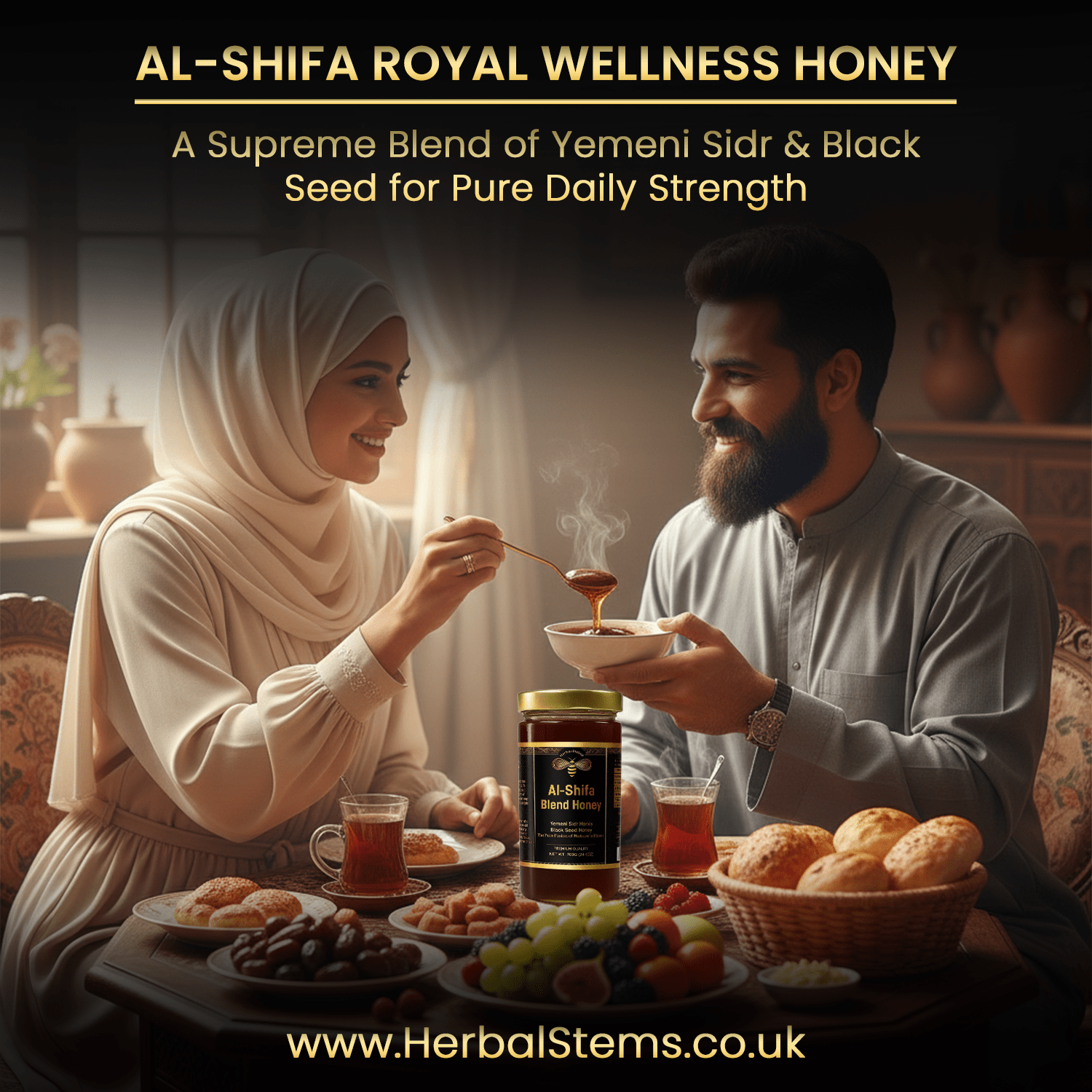 Al Shifa Honey – Premium Yemeni Sidr & Black Seed Blend (700g) - Herbal Stems
