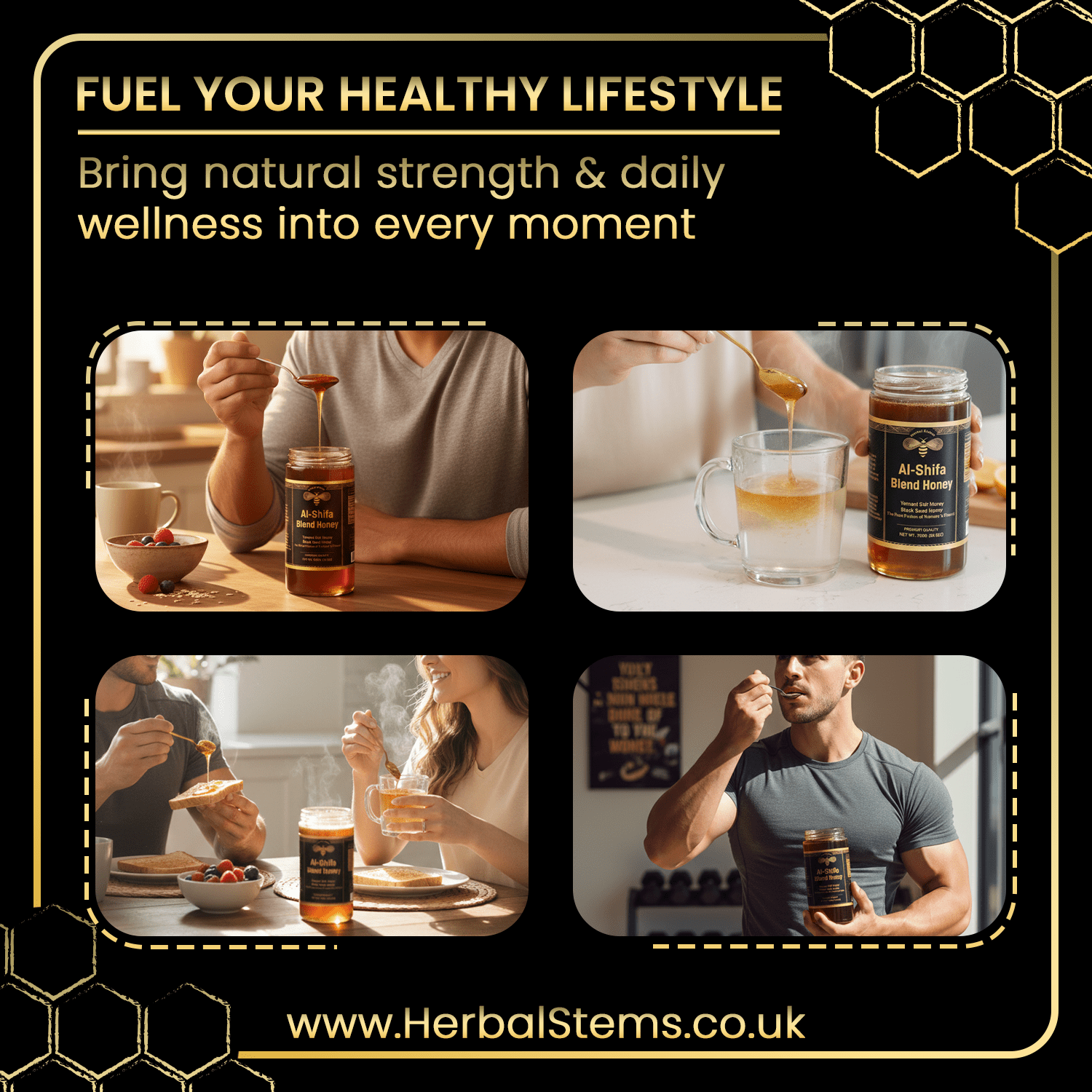 Al Shifa Honey – Premium Yemeni Sidr & Black Seed Blend (700g) - Herbal Stems