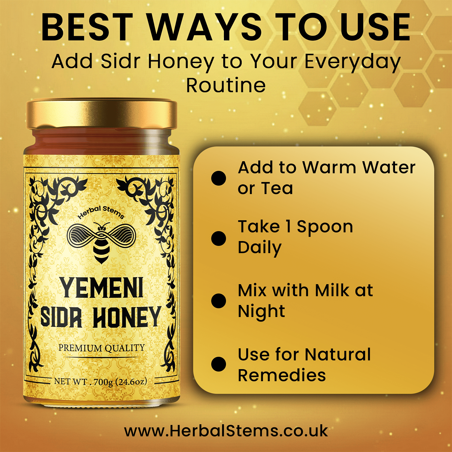 Pure Yemeni Sidr Honey (Large 700g Jar) - Herbal Stems