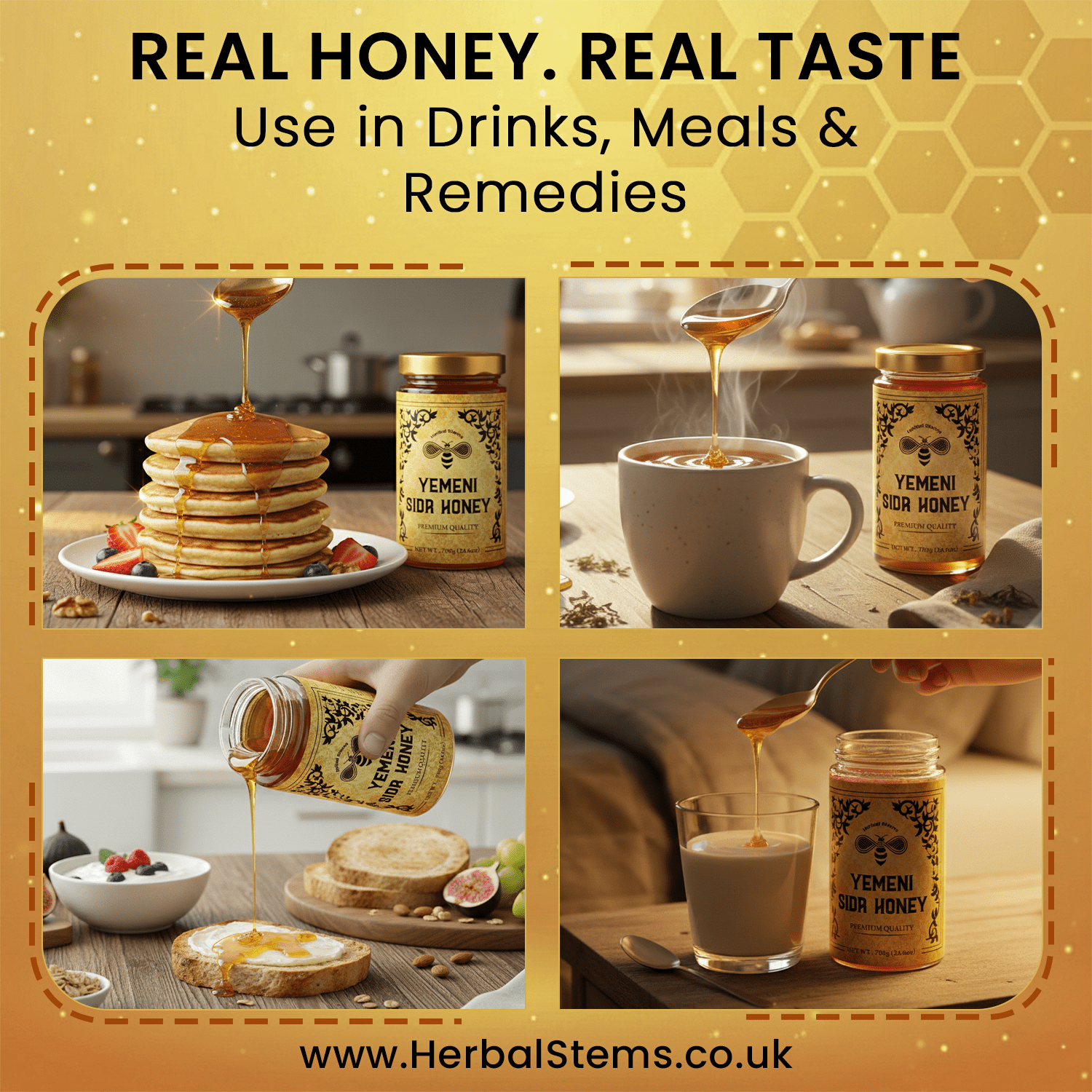 Pure Yemeni Sidr Honey (Large 700g Jar) - Herbal Stems