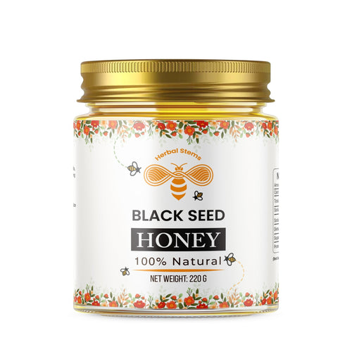 Raw Saudi Black Seed Honey | Pure Monofloral Nigella Sativa 220g - Herbal Stems